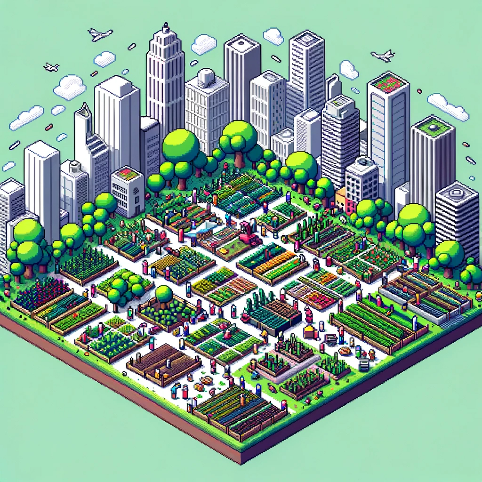 A retro video game impression of inner-city agriculture in Melbourne