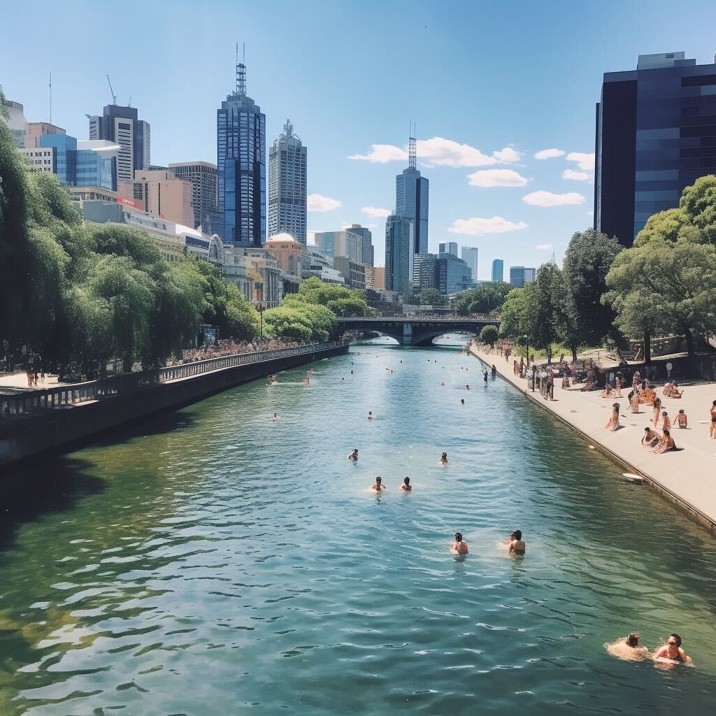 An AI imagining of a swimmable Yarra Birrarung (Image Credit ChatGPT)